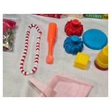 Vintage Toy Set including Nesting Blocks, Marbles, and More