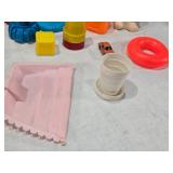 Vintage Toy Set including Nesting Blocks, Marbles, and More