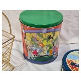 Willow Tree Figurine, Wire Basket, and Decorative Tins