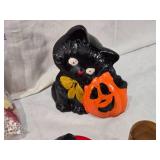 Stuffed Duck, Glass Dog, Ceramic Apples and Kitty and Pumpkin Decor