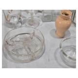 Glassware and Decorative Household Items including Pitcher, Vase, Bowls, Salt Pepper Shakers and Glasses