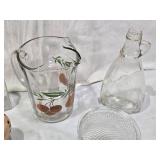 Glassware and Decorative Household Items including Pitcher, Vase, Bowls, Salt Pepper Shakers and Glasses
