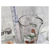 Glassware and Decorative Household Items including Pitcher, Vase, Bowls, Salt Pepper Shakers and Glasses