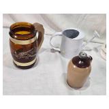 Ceramic Mug with Train, Small Jug, and Bill of Fare Jar