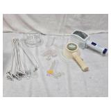 Magnifying Glasses, Glass Bowl, and Stands