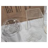 Magnifying Glasses, Glass Bowl, and Stands