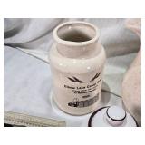 Vintage Collectibles including Elbow Lake Co-op Grain Jug and Pitcher, Henry McKenna Whiskey Jug, Pens, Lions Pins and Assorted Memorabilia