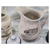 Vintage Collectibles including Elbow Lake Co-op Grain Jug and Pitcher, Henry McKenna Whiskey Jug, Pens, Lions Pins and Assorted Memorabilia