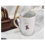 Desk Clock with Pens, Elgin Folding Alarm Clock, Texas Souvenir Glass, Spartus Corp Stove Clock and Miscellaneous Items