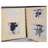 Vintage Cardboard General Store Box with Horse Figurines, Old Horse Scrapbook, and Table Runner