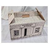 Vintage Cardboard General Store Box with Horse Figurines, Old Horse Scrapbook, and Table Runner