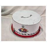 Pie Saver/Carrier and Cake Carrier Set including Metal Stand and Lid, and Fruit Decorated Carrier with Base