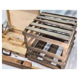 Vintage Wooden Crate, Wooden Box with Compartments, Wooden Basket, and Wooden Mallet
