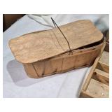 Vintage Wooden Crate, Wooden Box with Compartments, Wooden Basket, and Wooden Mallet