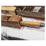 Vintage Wooden Crate, Wooden Box with Compartments, Wooden Basket, and Wooden Mallet