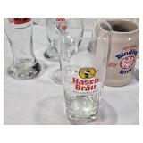 Lot of Beer Glasses and Mugs Including Erdinger, Franziskaner, Binding Bier Mugs and Others