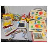 Fisher-Price and Playskool Toy Collection including Musical Busy Box, Music Box Record Player, and More
