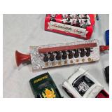 Assorted Vintage and Toy Vehicles, Arithmetic Quiz, Small Foreign Beer Semis and Harmonicas