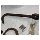 Scrap Iron Fan Housing, Cast Iron Barn Pulley, and Miscellaneous Hardware