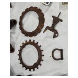 Scrap Iron Fan Housing, Cast Iron Barn Pulley, and Miscellaneous Hardware