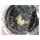 Assorted vintage decorative items including a Atlantic Mold Ceramic Victorian shoe, USA Ceramic Pitcher, Mango Wood Container, beer stein and More