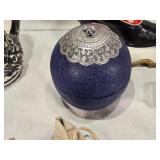 Assorted vintage decorative items including a Atlantic Mold Ceramic Victorian shoe, USA Ceramic Pitcher, Mango Wood Container, beer stein and More