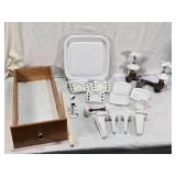 Corning Ware MW-2 Microwave Browner Grill, Ceramic Fixtures, and Vintage Faucet Set