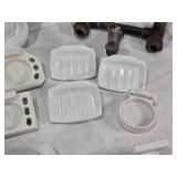 Corning Ware MW-2 Microwave Browner Grill, Ceramic Fixtures, and Vintage Faucet Set