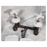 Corning Ware MW-2 Microwave Browner Grill, Ceramic Fixtures, and Vintage Faucet Set