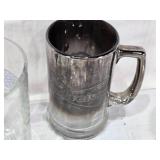 Lot of Beer Glassware Collection including Budweiser Mug, Bud Light, Grain Belt Glass, and Various Beer Glasses