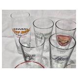 Lot of Beer Glassware Collection including Budweiser Mug, Bud Light, Grain Belt Glass, and Various Beer Glasses