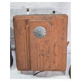 1930s Montgomery Ward Electric Fence Controller and Vintage Fuel Tanks and Akron Diamond Kerosene Lamp