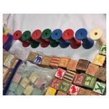 Lot of Toys and Collectibles including Wooden Blocks, Old Mickey Mouse Figures, Star Wars and More