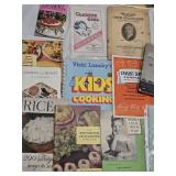 Lot of Vintage Publications and Catalogs including 1955 Mercury Body Parts Catalogue, Various Cookbooks, and Automotive Guides