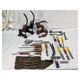 Ridgely Trimmer, Rex Riveter, Assorted Screwdrivers, Firestone and Wrenches