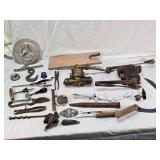 Vintage Tools and Hardware Items including Yale Door Closer, Drill, Another Door Closer, Pruners, Pliers and More