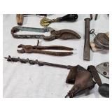 Vintage Tools and Hardware Items including Yale Door Closer, Drill, Another Door Closer, Pruners, Pliers and More