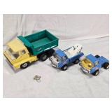Structo Hydraulic Dump Truck, Tonka Tow Truck, and Tonka Semi Cab with Accessories