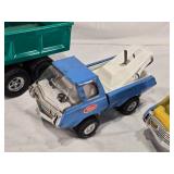 Structo Hydraulic Dump Truck, Tonka Tow Truck, and Tonka Semi Cab with Accessories