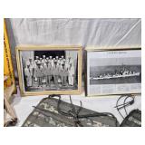 Military Items Including Military Photos, Molle II Desert Vest, Auto Seat Back Pouches, Medical Case, and Sign