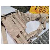 Military Items Including Military Photos, Molle II Desert Vest, Auto Seat Back Pouches, Medical Case, and Sign