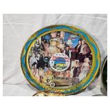 Movieland Wax Museum Tray, Italian Automobili Tray, Brass Bucket with Geese and Various Other Brass Items