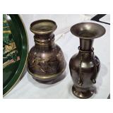 Movieland Wax Museum Tray, Italian Automobili Tray, Brass Bucket with Geese and Various Other Brass Items