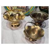 Movieland Wax Museum Tray, Italian Automobili Tray, Brass Bucket with Geese and Various Other Brass Items