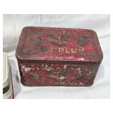 Union Leader Tobacco Tin, Sentinel First Aid Kit Tin Only, Metalife Oil Can Bank, Be Sure Gas Measuring Can, Fitness Course Booklet and Others