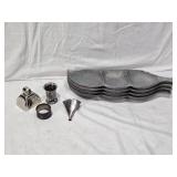 Vintage Aluminum and Silver Items including Seapod Trays, Bell, Goblet, and Napkin Ring