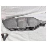 Vintage Aluminum and Silver Items including Seapod Trays, Bell, Goblet, and Napkin Ring