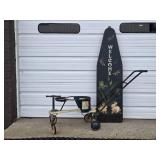 1940s-50s Pal Baby Walker and Welcome Sign On Vintage Ironing Board with Bunnies and Dragonflies