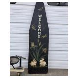 1940s-50s Pal Baby Walker and Welcome Sign On Vintage Ironing Board with Bunnies and Dragonflies