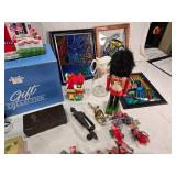 Bakelite Pen Box, Log Cabin Syrup Dispenser, Plastic Stained Glass Pictures, Nutcracker, Door Knockers, Fiber Optic Decorative House and More